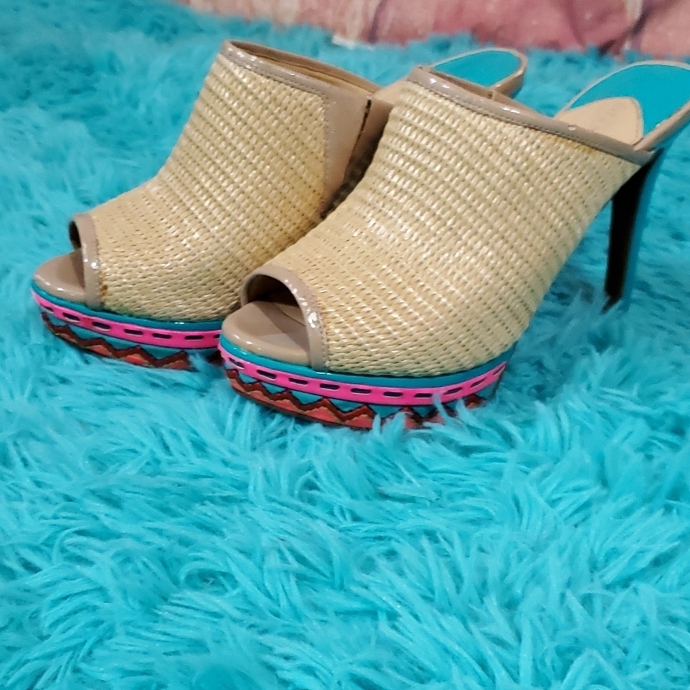 Gianna Bini Colorful Weave Heels